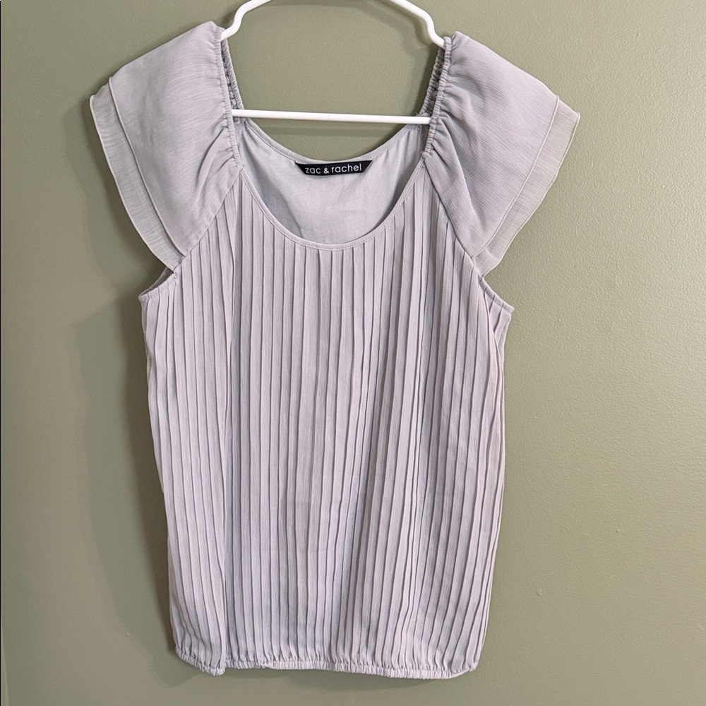 Zac & Rachel Light Gray Pleated Blouse